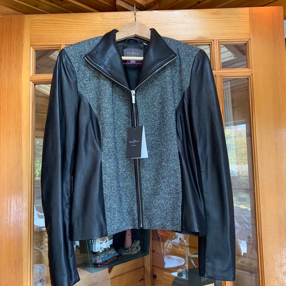 Cole Haan Jackets & Blazers - New Cole Haan lambskin leather tweed jacket 12